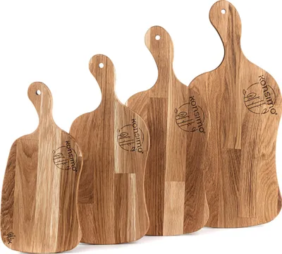 Obrázek produktu pro KONSIMO Sada krájecích prken (4ks) "LIVO", dub ošetřený olejem, bukové dřevo, moderní, 33x2x15,5cm|38x2x18cm|43,5x2x20,5cm|48,5x2x23cm