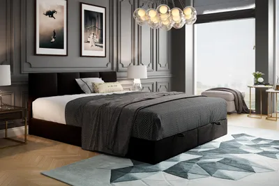 Produktbild von TRADA Royal Boxspringbett 160x200 mit Bettkasten Bonell H3 mit Topper Schwarz