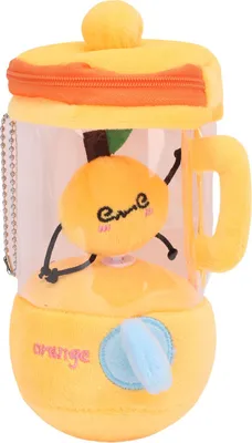 Produktbild von Entsafter-Plüschtier, niedliches, gefülltes, weiches Cartoon-Anhänger, Kordelzug, rotierende Schlüsselanhänger für Tasche, Orange