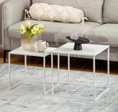 Produktbild von Couchtisch Beistelltisch-Set, moderne Satztische, platzsparend, Kaffeetisch Wohnzimmertisch