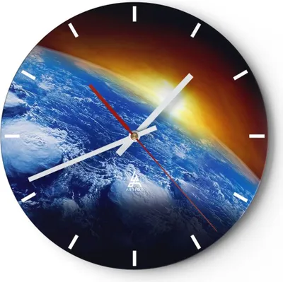 Produktbild von Wanduhr - Rund - Glasuhr - Galaxie Erde Raum - 40x40cm - Schleichendes Uhrwerk - Lautlos - zum Aufhängen bereit - Dekoration Modern - Wanddekoration aus Glas - C3AR40x40-2335