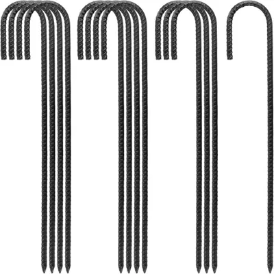 Produktbild von Bodenanker 12 Stück, 40 cm, mit J-Haken aus Stahl – Trampoliner Heringe – Sturmanker