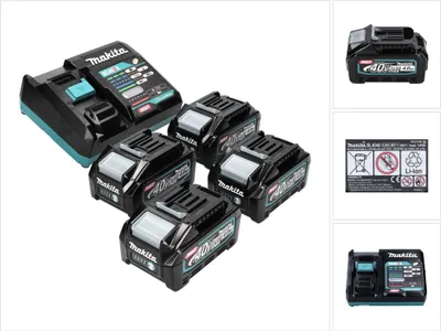 Obrázek produktu pro Sada napájecího zdroje Makita 40 V max. se 4x baterií BL 4040 4,0 Ah XGT ( 4x 191B26-6 ) + rychlonabíječkou DC 40 RA XGT LXT ( 191E07-8 ).