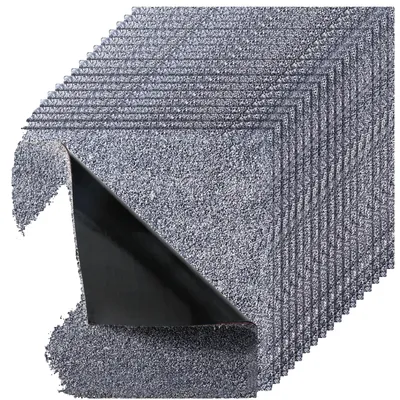 Immagine prodotto di VEVOR quadrotte di moquette 457,2 x 457,2 x 12 mm, confezione da 10, moquette autoadesiva con superficie di 2,0 m², pavimentazione in moquette, facile sostituzione fai da te per soggiorno e ufficio, grigio
