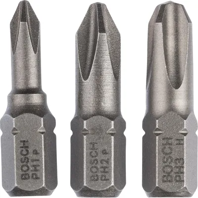 Zdjęcie produktu dla 3-częściowy zestaw końcówek wkrętakowych bardzo twardych (PH) PH1, PH2, PH3, 25 mm