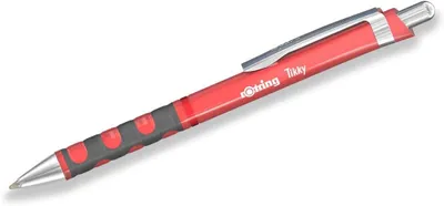 Productafbeelding van rOtring Tikky III Balpen - Koraalroze body - Blauwe inkt - Ergonomische grip - Glad schrijven - Kantoor en journaling