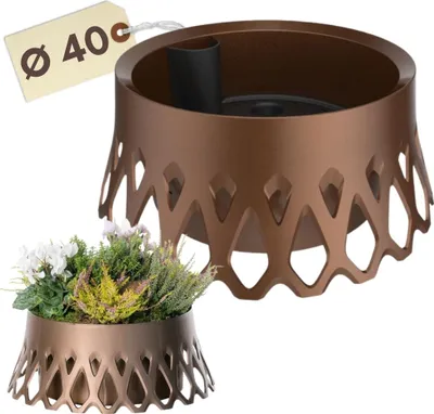 Produktbild von Grabschale mit Selbstbewässerung Grabvase mit Wasserspeicher Pflanzschale als Grabschmuck Blumenschale Groß Grab Vase Friedhof Wetterfest Grabschale Bronze Ø 40