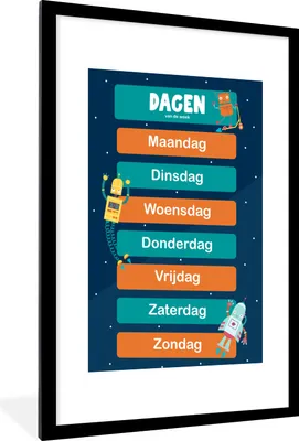 Produktbild von MuchoWow® MuchoWow® Gerahmtes Poster Kindergarten - Bildung - Tage - Jungen - Mädchen - Kinder - Blau - Kind 60x90 cm - Poster mit zchwarzem Bilderrahmen - Dekoration - Wandposter Wohnzimmer - Hochwer