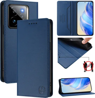 Produktbild von Lederhülle für Realme GT 7 Pro 5G Hülle Flip Brieftasche Kartenfächern Ständer Schutzhülle Blau