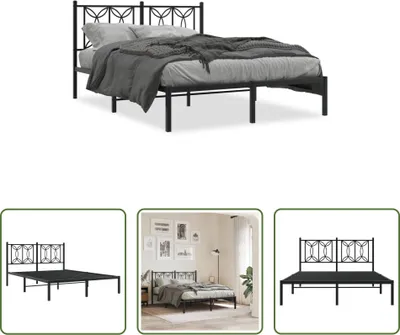 Produktbild von The Living Store Bettgestell mit Kopfteil Metall Schwarz 140x190 cm