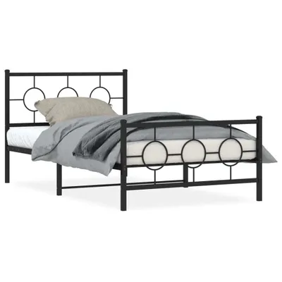 Obrázek produktu pro Postel s čelem a podnožkou kovová černá 107x203 cm
