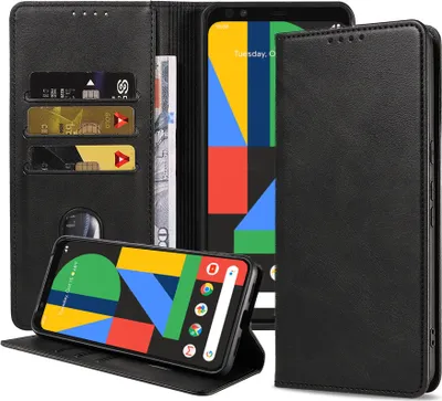 Image de Housse de téléphone portable pour Google Pixel 4 XL Housse en similicuir avec fermeture magnétique et porte-cartes Book Case - Noir