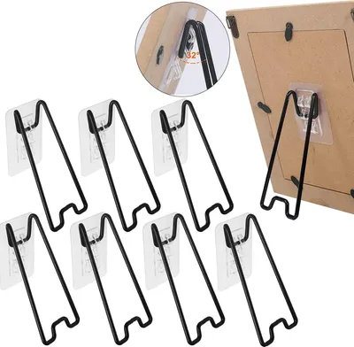 Produktbild von Verstellbare Edelstahl Bilderrahmen St채nder 6er Pack, selbstklebend, Metall Halter f체r Fotos, Gem채lde, Bilder, ideal f체r Zuhause, B체ro & Ausstellung
