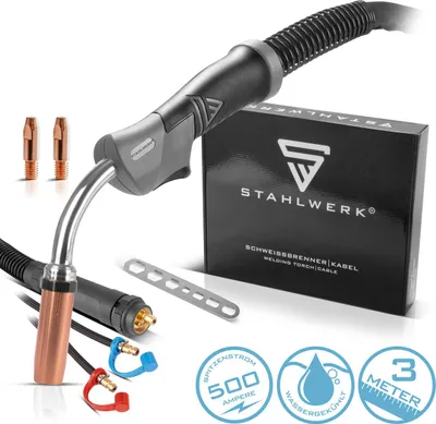 Produktbild von STAHLWERK Schweißbrenner MIG MAG AK MB501D 500 A wassergekühlt 3 m Schlauchpaket