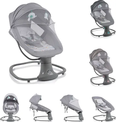 Produktbild von Moni Babywippe Axel 3 in 1 Schaukelfunktion Stubenwagen, Fernbedienung, Melodien grau