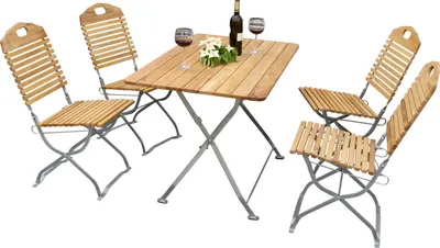 Produktbild von TPFGarden KLAPP GARTEN-GARNITUR Bad Belzig 5-teilig aus Robinienholz, Stahlgestell Verzinkt