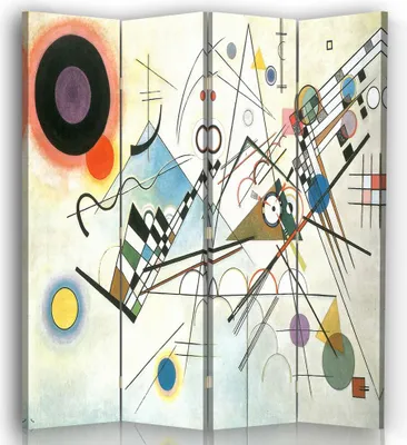 Produktbild von Paravent - Raumteiler Komposition VIII - Wassily Kandinsky - Dekorativer Raumtrenner cm. 145x170 (4 x)