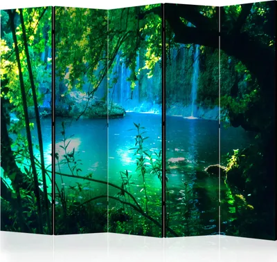 Produktbild von 5-teiliger Doppelseitiger Vlies Paravent - Kursunlu Waterfalls II 225x172 cm Landschaften c-B-0132-z-c