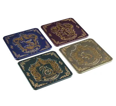 Obrázek produktu pro Set 4 kovových podtácků Harry Potter - Bradavické koleje