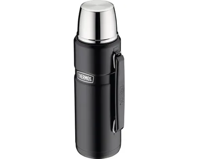 Obrázok produktu pre Vákuová banka THERMOS, nerezová oceľ Mat Black 1,2 l, skrutkovací uzáver, 12 hodín horúca, 24 hodín studená, neobsahuje BPA