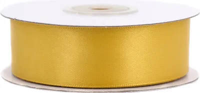 25mm breites, 20m langes, doppelseitig glänzendes goldenes Satinband auf Rolle. Perfekt für Bastelprojekte und Geschenkverpackungen