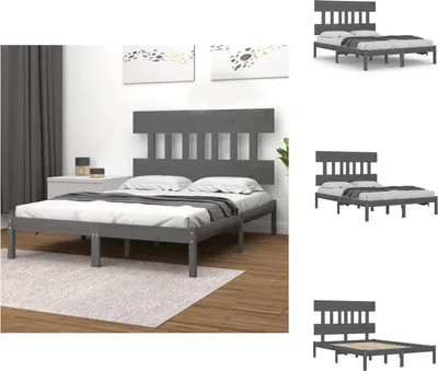 Produktbild von vidaXL Massivholzbett Grau 200x200 cm -  Betten & Bettgestelle