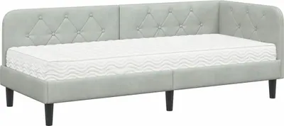 Produktbild von vidaXL Eckbettgestell Hellgrau 80 x 200 cm Samt