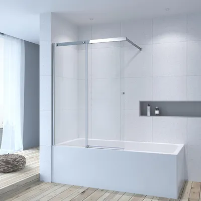 Produktbild von AQUALAVOS Duschwand für Badewanne mit Schiebetür Duschabtrennung Duschtrennwand Badewannenaufsatz aus Einscheiben Sicherheitsglas Echtglas mit Nano Beschichtung