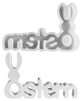 Produktbild von Oster-Silikonform, Osteralphabet, Gipsabguss eines Hasen, Osterhasen-Bastelidee (A)