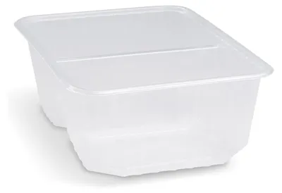 Produktbild von 50x Rechteckschalen 2-geteilt 186x133mm 1000ml PP klar für heiße Speisen
