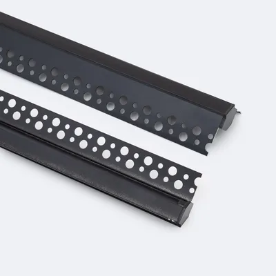 Produktbild von Aluminiumprofil Gipseinbau Ecke Arista für LED Streifen bis 9 mm Schwarz 2 m Schwarz transluzent