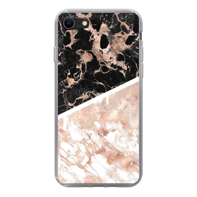 Produktbild von MuchoWow® Handyhülle Schutzhülle Hülle für iPhone 7 Marmor - Rosa - Weiß - Schwarz Silikon Softcase Handy Hülle - Kartenhalter