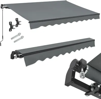 Produktbild von Juskys Markise 250 x 200 cm - Beschattung Terrasse & Balkon - Gelenkarmmarkise mit Kurbel & Halterung - Sonnenschutz Balkonmarkise Gelenkmarkise Grau