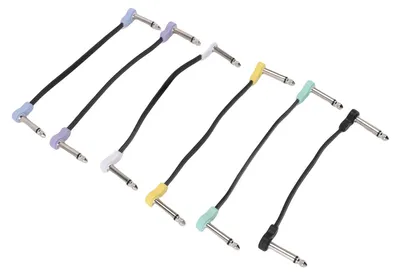 Produktbild von 6 Stück Gitarren-Patchkabel 16 cm 6,35 mm 1/4 Zoll 90 Grad flexibles Effektpedalkabel für Audiogeräte