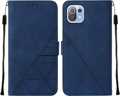 Produktbild von Xiaomi Mi 11 Lite Hülle, Schlank Prägung Flip Leder Kartenfächer Schutzhülle mit Ständer für Xiaomi Mi 11 Lite Blau