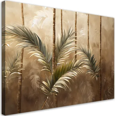 Produktbild von Leinwandbild Boho Palmen Natur 100x70 Feeby Beige bild für die wand bereit zum aufhängen