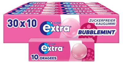 Image de Extra Kaugummi Bubblemint, sans sucre, idéal pour se détendre, grand format : 30 x 10