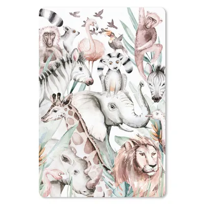 Produktbild von MuchoWow® Mauspad Mousepad Aquarelle - Tiere - Dschungel - Pastell - Jungen - Mädchen - Kinder - Kinder 40x60 cm - Mousepads - Maus Mat - Pad - Mausunterlage - Schreibtisch Accesoire
