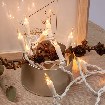 Produktbild von Lichterkette weiß Deko Schalter Glühdraht warmweiß 10 Birnen Indoor Party Balkon