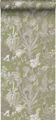 Immagine prodotto di Sanders & Sanders carta da parati foglie e fiori tropicali verde grigiastro 53 cm x 10 m