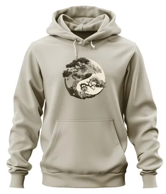 Produktbild von Baum des Lebens Yin Yang Mond Zen Balance Natur Hoodie Kapuzenpullover, Natur, L