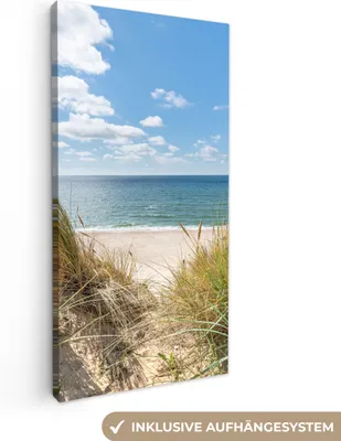 Produktbild von MuchoWow® - Leinwandbilder - Düne - Gras - Meer - Strand, Wandbild, Wanddeko Bilder Wohnzimmer, 20x40 cm