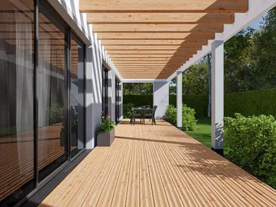 Produktbild von WOODTEX | 4 m | Braun 24 mm Terrassendiele Sibirische Lärche, Französisches Oberflächenprofil, Massivholz, Nadelholz, Für Unterkonstruktion Oder FixeGo Montagesystem