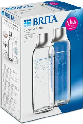Produktbild von Brita Glas-Flasche 1L für sodaTrio Wasserprudler 2er - Ersatzflaschen (1er Pack)