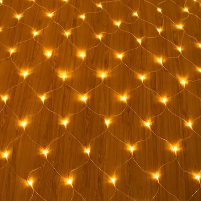 Zdjęcie produktu dla 3X2M 200 lampek LED siatka świetlna siatka żółta tryb światła ciągłego kurtyna świetlna dekoracja balkonu impreza wewnętrzna oświetlenie świąteczne