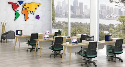 Productafbeelding van Bureau, kantoormeubilair, inrichting, tafels, callcenter, 1 werkplek, bureau, hout