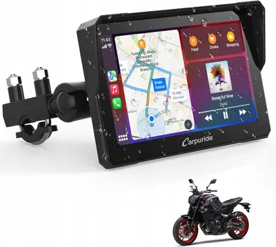 Zdjęcie produktu dla Ekran Motocyklowy Carpuride W702 Carplay/Android Auto Podwójny Bluetooth