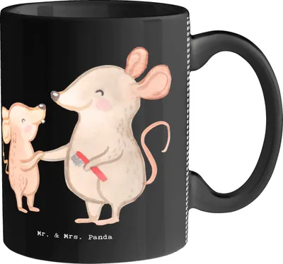 Produktbild von Mr. & Mrs. Panda Tasse Heilerziehungspfleger Herz - Schwarz - Geschenk, Kaffeetasse, Bedruckte, Heilpädagoge, Hilfsbereit, Ausbildung, Kaffeebecher, cappuccinotasse