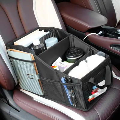 Produktbild von Auto Organizer Rücksitz faltbar mit 3 Fächern und 4 Getränkehaltern