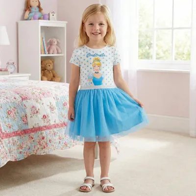 Produktbild von Disney Cinderella Kinder Mädchen Tüllkleid Sommerkleid Gr. 104-134 – Bunt / 104